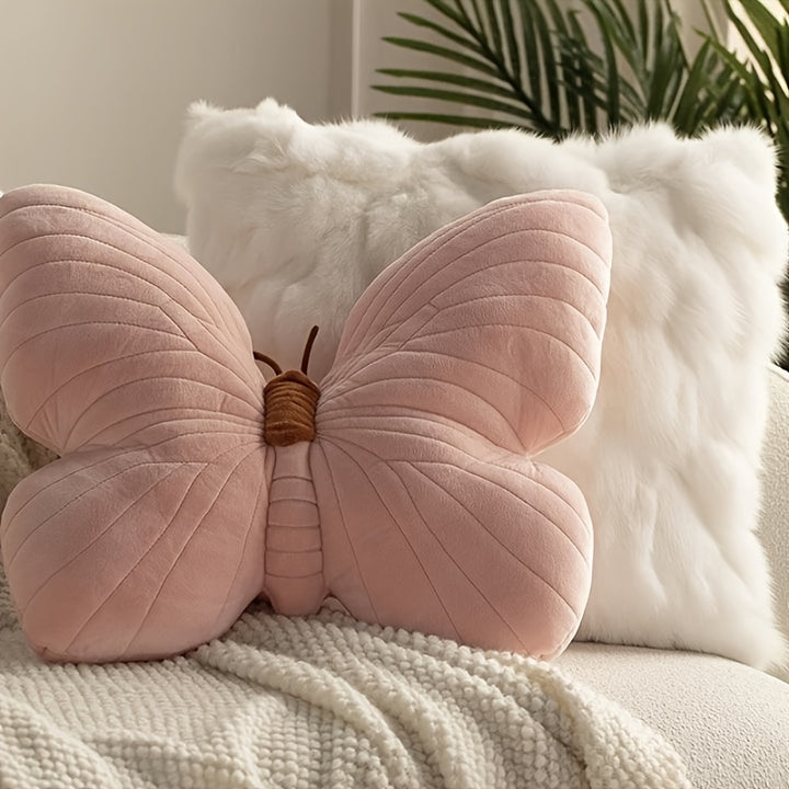 Chic Blue Butterfly-Shaped Throw Pillow - Soft Polyester, Plush Fabric for Couch & Bed Decor