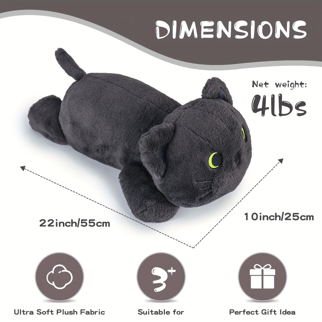 Giant Black Cat Weighted Plush Animal – 22 Inch 4lbs Soft Polyester Stuffed Toy, Cute Kawaii Plushie Gift for Youngsters & Girlfriend, Perfect for Birthday or Easter, Cat Lover Gifts