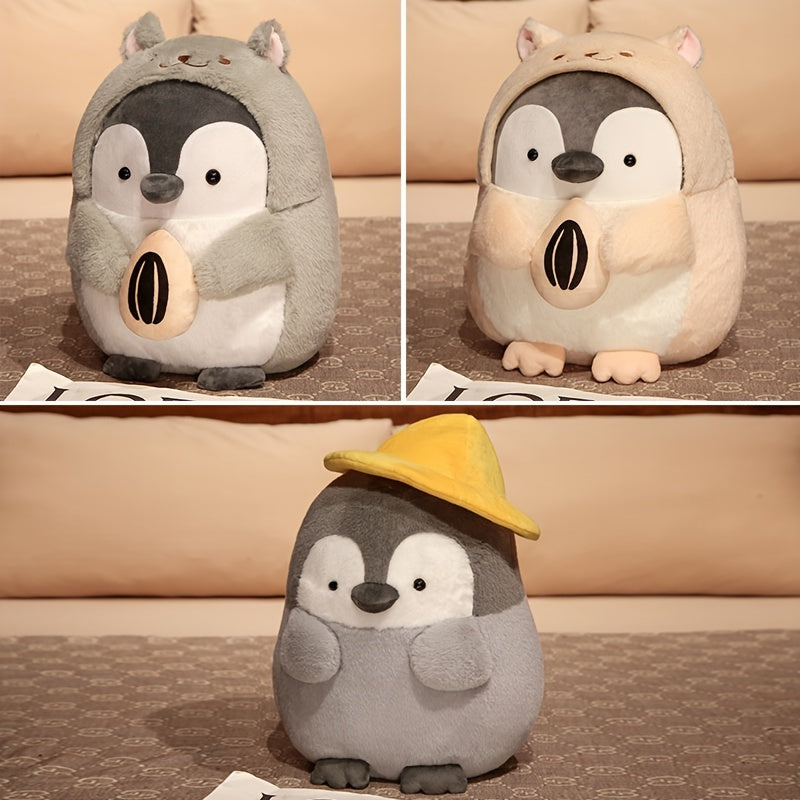 MOLUTIAN 25cm/9.84in Penguin Plush Toy, Soft Polyester Fiber Stuffed Animal, Fashionable Cosplay Doll, Cuddly Throw Pillow, Back Cushion, Perfect for Children, Xmas, Birthday, Halloween Gifts