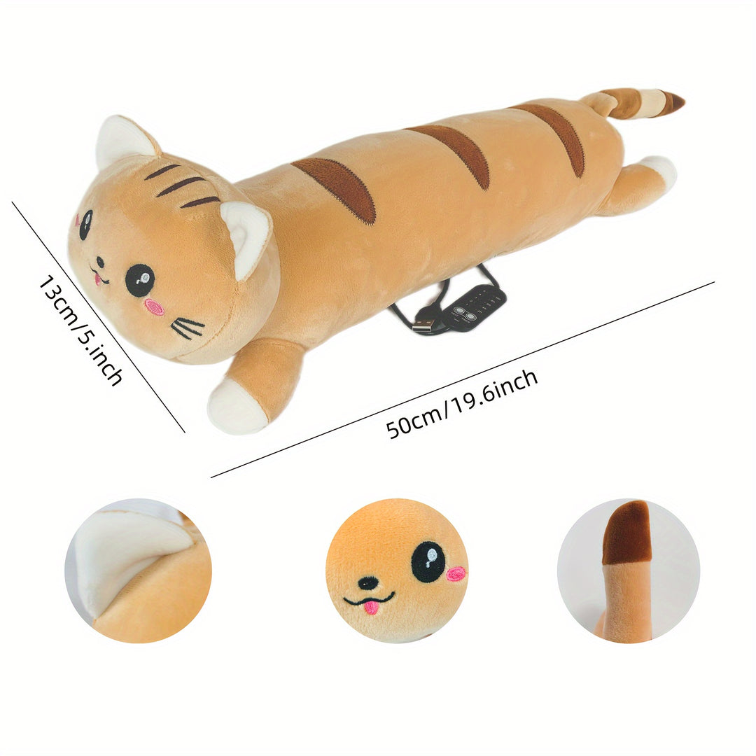 1pc USB Heating Pillow with Cute Cat Design - Multi-Color, Adjustable Temperature, Portable Back, Neck & Shoulder Warmer for All Seasons, Machine Washable, Polyester Cover, Polypropylene Filling, Ideal for Adults, Machine Washable Pillow | Adjustable Temp
