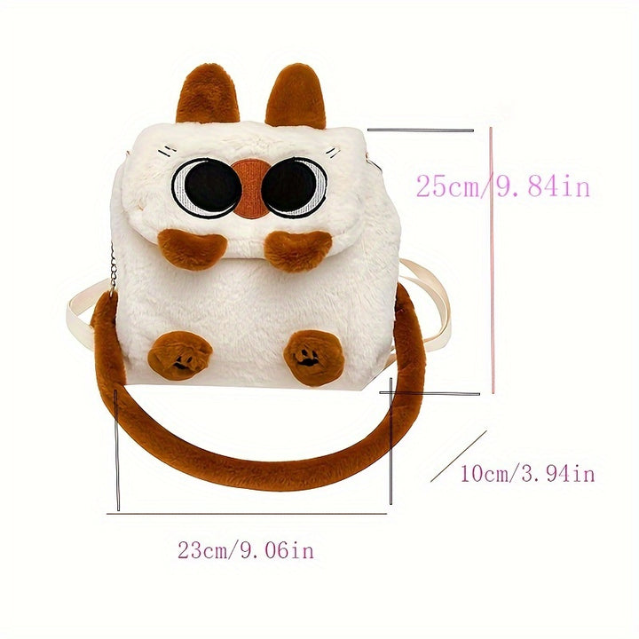 Cute Cartoon Siamese Cat Plush Bag Versatile Portable Messenger Bag Japanese Ins Style Anime Doll Backpack Backpack