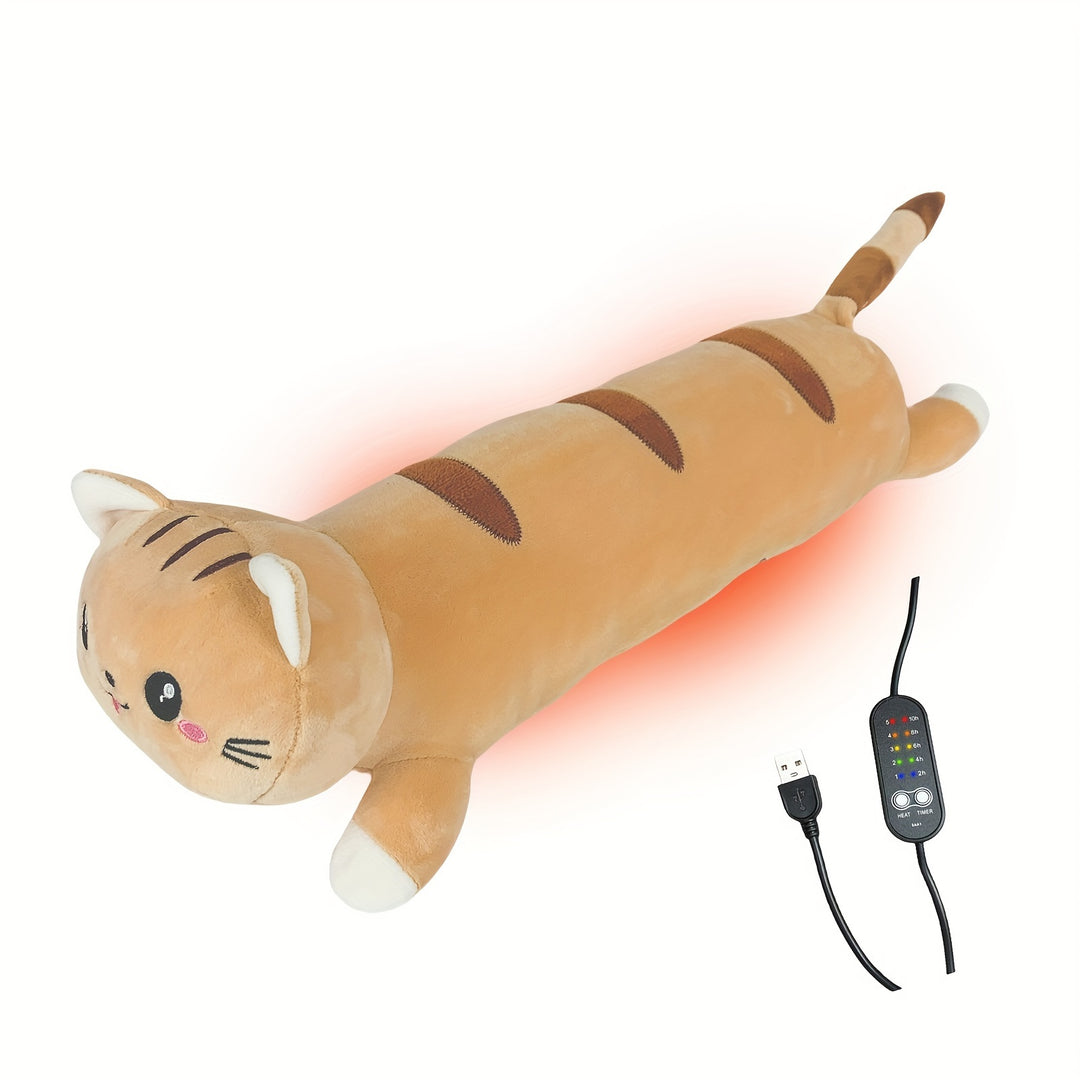 1pc USB Heating Pillow with Cute Cat Design - Multi-Color, Adjustable Temperature, Portable Back, Neck & Shoulder Warmer for All Seasons, Machine Washable, Polyester Cover, Polypropylene Filling, Ideal for Adults, Machine Washable Pillow | Adjustable Temp