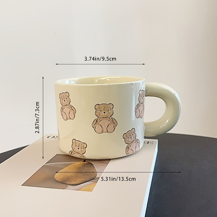 1pc.12.85oz, Little Bear Milk Fufu Ceramic Cup Coffee Cup Mug Girls Water Cup Family Drinking Water Cup Gift