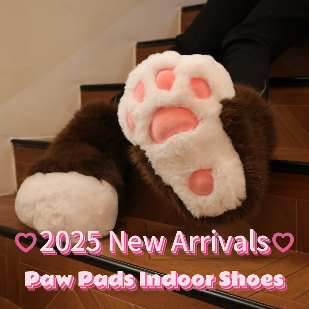 Fursuit-KIG Paw Pad Slippers - Ultra Soft Plush Anti-Skid Slip-Ons with Hoof Detail, Warm Indoor Shoes for Men & Women, Perfect for Summer Air Conditioning, Cosplay & Parties, Indoor Comfort Shoes | Playful Paw Design | Soft Texture