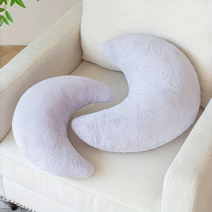 Soft Faux Rabbit Moon Pillow - Plush, Washable Polyester Decorative Throw with Cartoon Design, Ideal for Camping, Picnics & Home Decor, Camping Pillow | Playful Design | Polyester Fiber