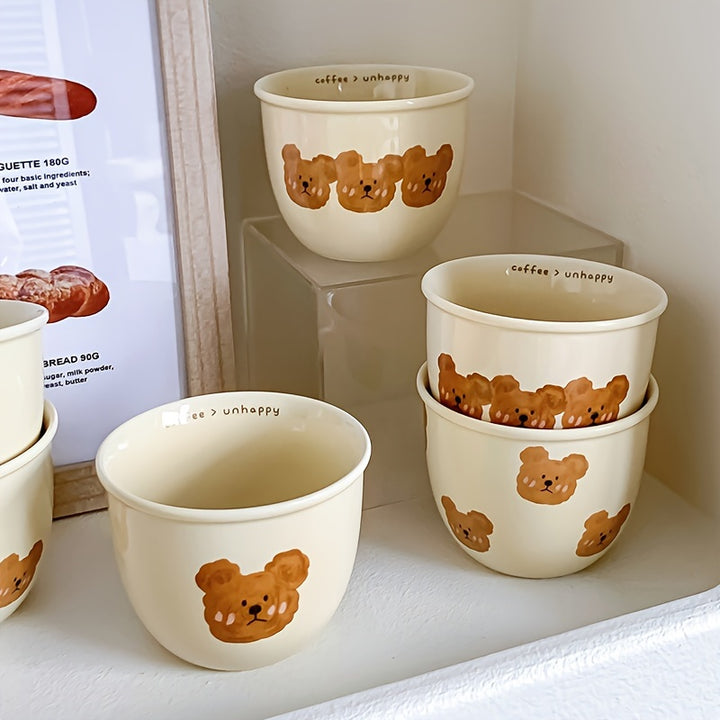 One, small capacity of 8.28oz coffee cup, suitable for drinking exquisite mini coffee in one sip, cute bear-shaped tea cup with lid, suitable for home use and office use, suitable as a gift for couples, graduation season gifts, bestie gift, colleague gift