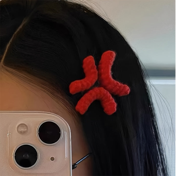 [Simple Cute Angry Expression Hair Clip] Cute Plush Angry Expression Hair Clip - Fun Cartoon Duckbill Barrette for Women, Solid Color, Simple & Chic