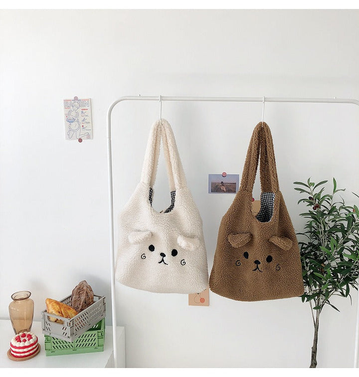 Ultra Soft Teddy Bear Face Tote Bags